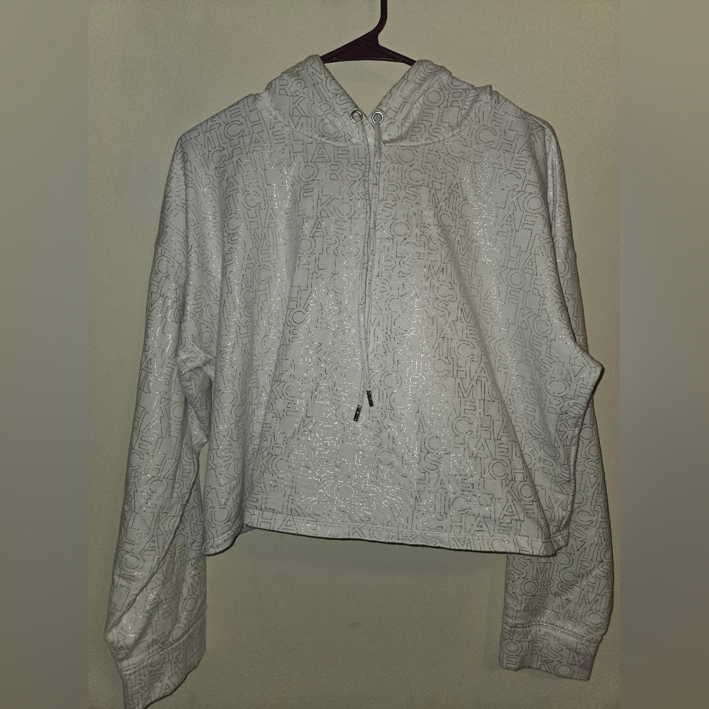 Michael Kors Shimmering White Logo Hoodie